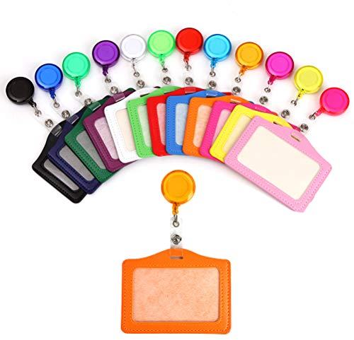 FOROREH 10pcs Ausweishülle Ausweishalter aus PU Leder, ID-Kartenhalter Kartenhülle 0-65cm Einstellbar Tragbar ID Abzeichen Halter für Geschäft Ausstellung Büro - Horizontal