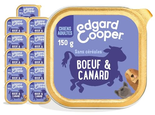 Edgard & Cooper Pâté Pour Chien, (Boef & Canard, 150g x 11), Sans Céréales, Viande fraîche et protéines de qualité, Vrais ingrédients pour chiens, Hypoallergénique, Sans sucres ajoutés