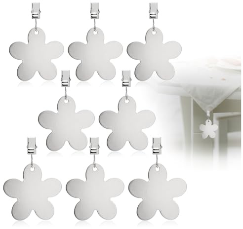 com-four® 8X Pesos Mantel Acero Inoxidable - Pinzas Pesadas - Clips sujeción Mesa - Accesorios Interior Exterior