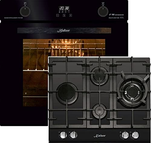 Kaiser Set de cuisinières à gaz EH 6367 + KCG 6394, four électrique, 79L, four encastrable, 10 fonctions + plaque de cuisson à gaz encastrable 60 cm, contrôle du gaz, gaz naturel, gaz propane