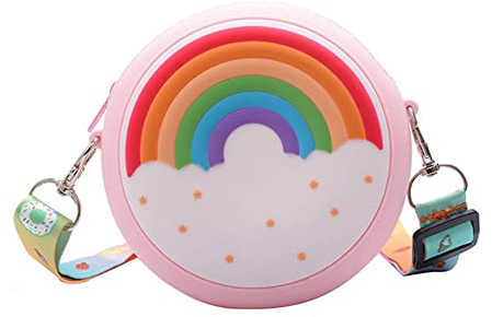 MaoNativey Silicona Bolso de Hombro para Bandolera para Niña arcoíris Bolsas Dibujos para Infantile Kindergarten