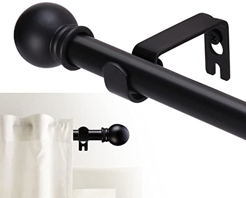 GXOACKJ Curtain Rods for windows 28-78 inch, 5/8 inch Decorative Matte Black Splicing Heavy Duty Metal Curtain Rod set with Brackets