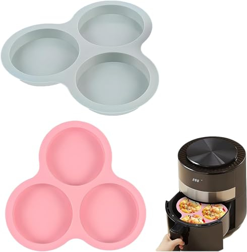 Stampo per friggitrice ad aria in silicone, per panini per uova da colazione, friggitrice ad aria, accessori per friggitrice ad aria con 3 cavità per friggitrici ad aria a partire da 6 QT