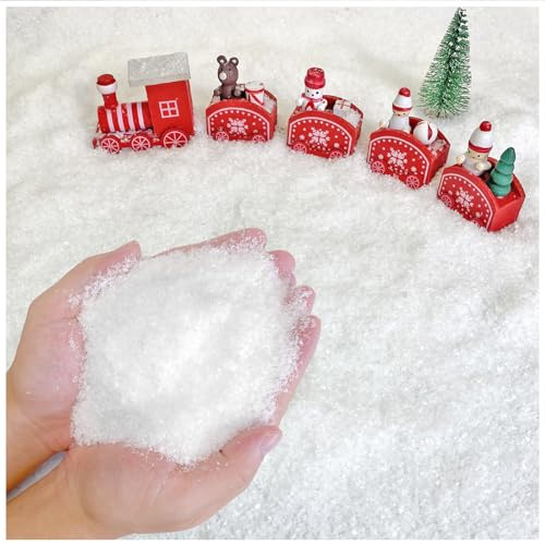 Apragaz 30 Ounces Christmas Fake Snow, Artificial Fake Snow for Christmas Village, Indoor Fake Snow Decoration Dry Plastic Snowflakes Faux Snow for Xmas Tree Crafts Winter Holiday Displays