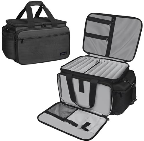 HOMFU Large Capacity DJ Cable Bag with Inner Detachable Divider and Padded Gig Gear Bag for Musician Accessories Travels Business Outdoor Grey