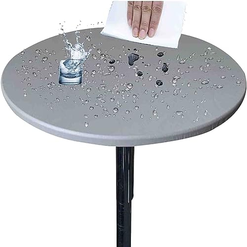 CAKERS Tischdecke Rund Elastische, Gartentischdecke Outdoor Tischdecke, Wasserdicht Rutschfestem Runden Tischdecken, Wachstuchtischdecke mit Gummizug (60cm Durchmesser,Grau)