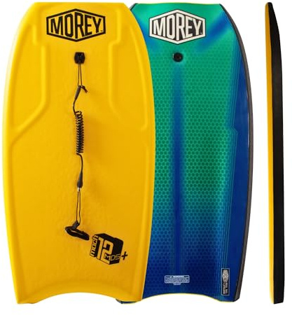 MOREY, Boogie Bodyboard MACH 12 MDS. Body Board 42.5 inch. with Coil Leash, Lightweight & Buoyant, 1x REX Stringer (Embedded Rod). 2026 Update