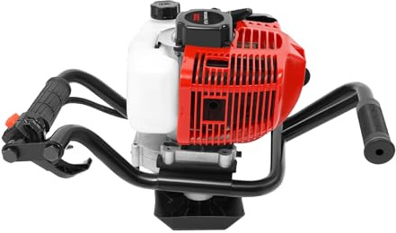 GramStudio Jordborr bensin, 2-taktsmotor 52cc jordhålsborr bensindriven jordborr jordborr jordborr trädgårdsborr, encylinder 1,8 kW, för löss, svart jord