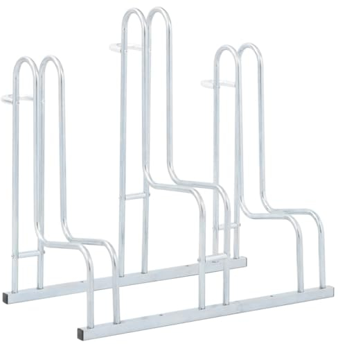 vidaXL Fahrradständer, Aufstellständer für 3 Fahrräder, Radständer Freistehend, Mehrfachständer Bodenständer Fahrradhalter, Verzinkter Stahl
