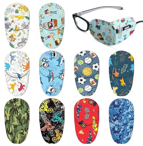 SYEYCW 10 Pcs Eye Patches, Eyes Patches for Adolescents, Cartoon Reusable Eyepatch, Colorful Eyes Patches, Eyepatch for Glasses Treat Lazy Eye Amblyopia Strabismus for Left and Right Eye