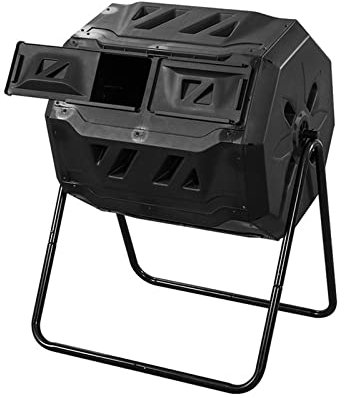 Contenitori per compost da interno Compostiera rotante a doppia camera da esterno, bidone rotante for compostaggio da esterno for rifiuti da giardino, cucina e cortile, 160L/42Gallon Macchina composte