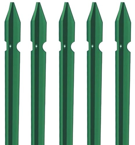 EffeDecor Set 5 Pezzi Paletto Recinzione a T in Acciaio Plastificato Verde per Rete Recinzioni Metalliche 100/125/150/175/200 cm Robusto e Anticorrosione Made in Italy (Verde, H 100 cm)