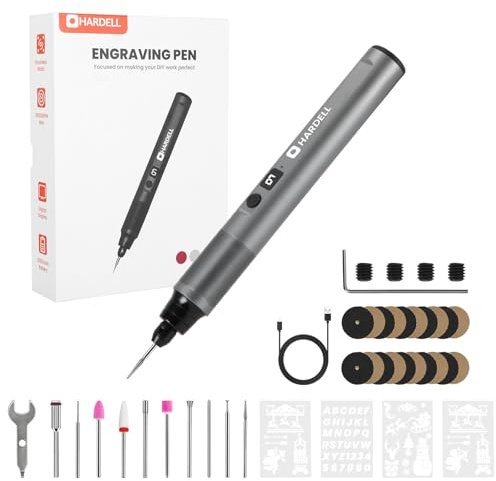 HARDELL Bolígrafo de grabado, herramienta de grabado de 6 velocidades, juego de bolígrafos grabadores recargables tipo C con 41 accesorios, herramienta de grabado portátil, bolígrafo de grabado