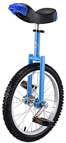 Enhjuling, 18/20-tums enhjuling for barn, med aluminiumfälg extra tjocka däck, justerbar sadel, spänne i aluminiumlegering(Blu,18inches)