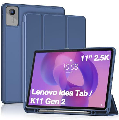 ProCase Funda para Lenovo Idea Tab 11 2025 TB-336ZU/TB-336FU, Funda Folio con Soporte para Lápiz, Funda Protectora de TPU Suave -Azul Oscuro