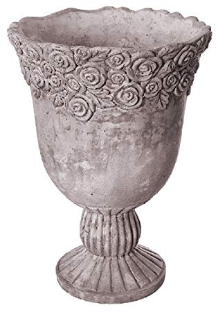 linoows Amphore, Pflanzkübel Rosenranke, Pflanzengefäß, Schwere Kratervase aus Beton