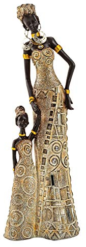 Lifestyle & More Scultura moderna figura deco donna africana oro/marrone altezza 31 cm