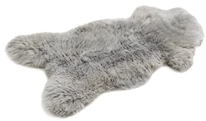 Schafshaut Store: 100% Piel de Oveja/Cordero orgánica, Suave y esponjosa, Ideal para Sala de Estar, Chimenea, Dormitorio o habitación infanti (Gris Claro, L: 100-110 cm)