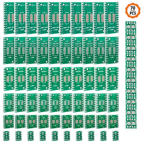 Jubaopen 70 Stück Doppelseitig Lochrasterplatte Kit PCB Universal Board Leiterplatte Platine Streifenrasterplatine PCB Prototype Board mit 7 Module (SOP8 SOP10 SOP14 SOP16 SOP20 SOP24 SOP28)