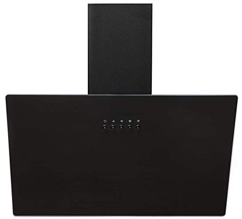 SIA AH60BL 60cm Black Angled Glass Chimney Cooker Hood Kitchen Extractor Fan With 3 Speeds & LED Lights