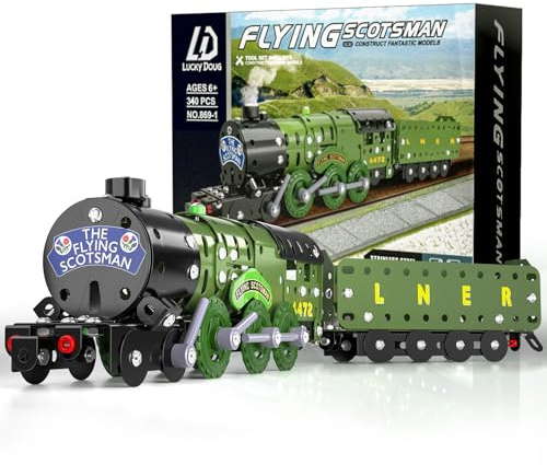 Lucky Doug STEM Building Projects Model Train Set Toys for Boys Kids 8 9 10 11 12 Years Old and Older - 340 PCS DIY Metal Building STEM Toys