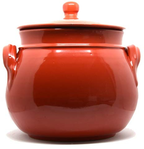 Colì, Terrakotta bomb kastrull med lock, hantverksgryta, röd, diameter 24 cm