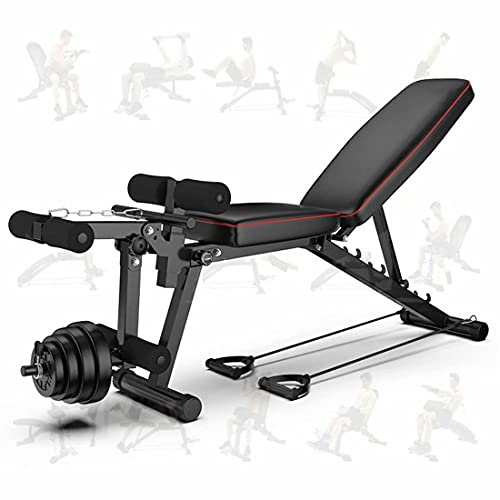 HGTRH Hantelbank Mit Beinstrecker Und Beinbeuger, Trainingsbank Für Klappbar Schrägbank Bauchtraining 5-Fach Rückenlehne Verstellbar Fitnessbank Für Heim Fitnessstudio Ganzkörpertraining