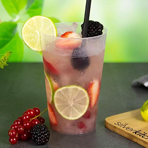 silverkitchen Lot de 20 gobelets de 400 ml – Gobelets incassables, réutilisables, verres à long drink transparents en plastique polypropylène, fabriqués en Allemagne