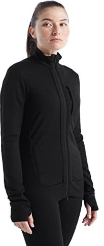 Icebreaker Merino Damen Quantum Iii Herren-Pullover, langärmelig, Wolle, mit durchgehendem Reißverschluss Sweatshirt, schwarz, X-Large