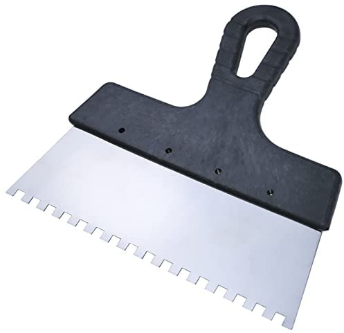 AERZETIX - C55076 - Espátula dentada/peine de cola 200x6mm - masilla/loza/junta de azulejo/mampostería/yesos - manija en plástico y hoja de acero inoxidable