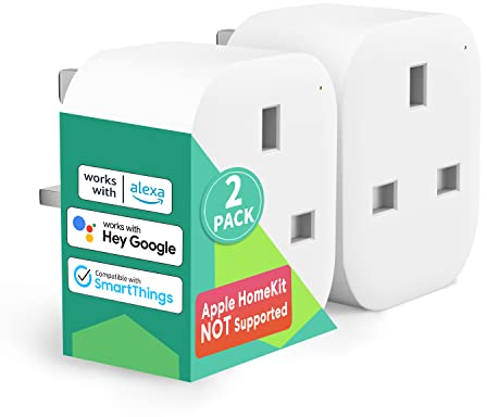 Meross MSS110 Smart Plug Mini - 13A WiFi Plugs Works with Alexa, Google Home, Compatible with SmartThings Wireless Remote Control Timer Plug No Hub Required (2 Pack) (Packaging may vary), White