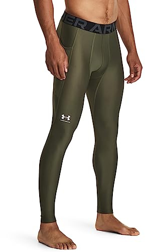 Under Armour Men's HeatGear Armour Leggings, (390) Marine OD Green / / White, Medium