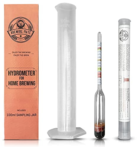 BREWING MATE Homebrew Hydrometer con barattolo di campionamento da 100 ml, attrezzatura essenziale per la produzione di birra, vinificazione e produzione di sidro