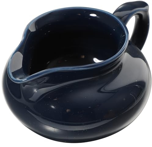Artibetter Ceramic Gravy Boat Porcelain Sauce Boat with Dripless Lip Spout Salad Dressings Coffee Milk Creamer Jug Pitcher Broth Serving Pitcher for Holiday Meals Parties Blue