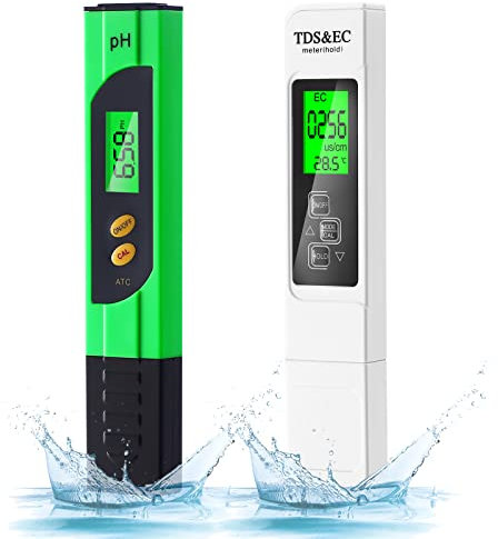 TDS & EC Mètre Température, Testeur pH Mètre électronique, 4 en 1 Testeur de qualité de l'eau avec Écran LCD, Haute précision 0,01, pour Eau Potable, Piscine, Aquariums, Hydroponie