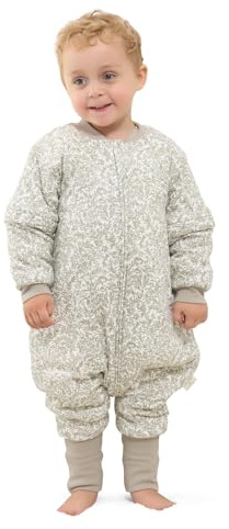 Mosebears Baby Sleeping Bag, 2.5 TOG baby sleep sack with Legs,Warmly Lined Winter Sleeping Bag with Removable Sleeves(Leaf,18-36 Months(baby height 85-95cm))