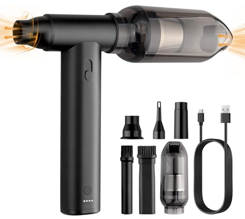 Maxetodo 2-i-1 trådlös luftdammvippa och dammsugare – 125 000 varv/min turbofläkt, 8 000 mAh batteri, justerbara hastigheter för tangentbord, bil- och hemrengöring
