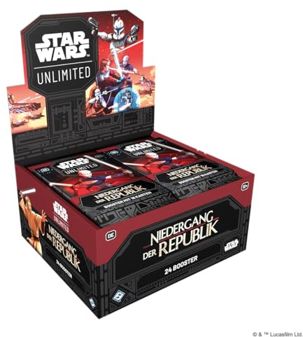Fantasy Flight Games - Star Wars: Unlimited TCG Niedergang der Republik BOOSTER DISPLAY (24 Booster Packs) - Trading Card Game für Kinder und Erwachsene, Alter 12+, 2+ Spieler, 20 Minuten, Deutsch