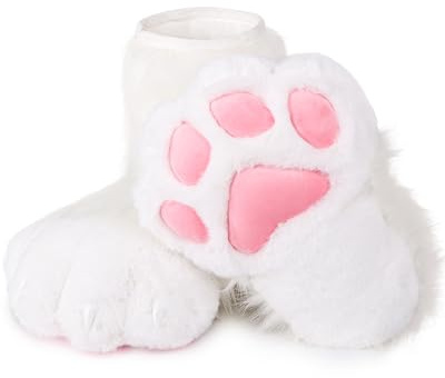 ZFKJERS Juego de garras de plástico para cosplay, para pies de fursuit, zapatillas de patas, pantuflas peludas, para adultos, accesorios para disfraz (blanco)