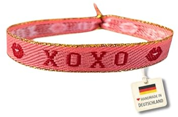 happymaker - Boho Schmuck Damen, Stoffarmband im Surfer Style für Frauen, wasserfest und handmade (XOXO)