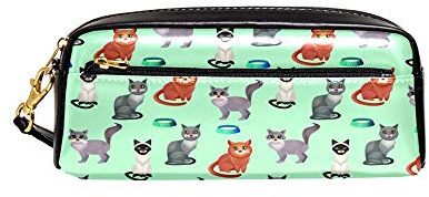 Étui À Crayons Chats avec des Bols De Nourriture Sac À Crayons Robuste Trousse De Crayon Anti-Salissant Trousse pour Collège Adulte Scolaires