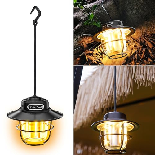 LED Campinglampe, Tragbar Campingleuchte Aufladbar, USB Zeltlampe zum Aufhängen, Stufenlos Dimmbar 1300-6500K, Retro Hängelampe, Camping Lampen IPX4 Wasserdichte, für Stromausfall, Angeln, Notfal