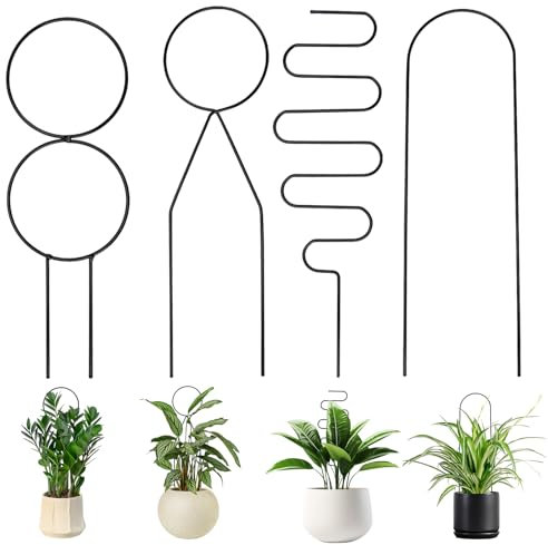 4 Pièces Tuteur Plante Grimpante Intérieur, Support Plante Grimpante Tuteur Plante, Tuteur pour Plantes Grimpantes en Métal pour Le Jardin en Pots, Rosiers Lierres, Concombres,CléMatites,Hoya,Fleurs