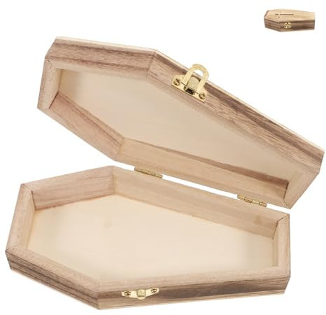 GALPADA Coffin Jewelry Box in Wood Small Portable Halloween Storage For Earrings Necklaces Delicate Display Box For Gothic Decor For Parties Home Decoration