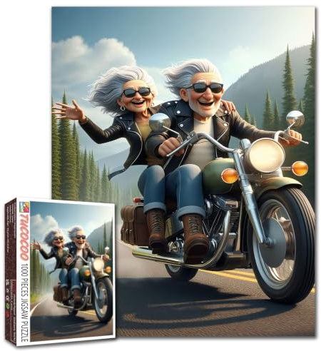 Lot de 1000 Puzzles Jigsaw - Art d'aventure en Moto - pour Adultes - pour Femmes Plus âgées - Bricolage - pour activités familiales exigeantes - pour Les Femmes Plus âgées - Art - Décoration Murale