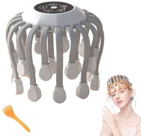 Head Massager for Migraine Relief with Music,The Vibra Calm,Headache Massager for Migraines with 20 Vibrating Points,Electric Head Massager Scalp,Scalp Massager Tool,Stress Relax(White,Standard)