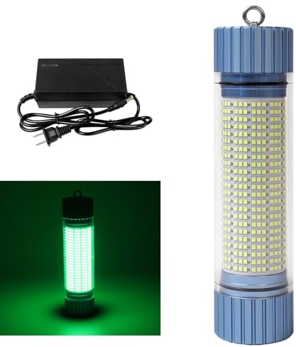 HQLYZJDV Luz De Pesca Subacuática Alimentada Por Batería, LED Recargable Con Luz Verde Para Atraer Peces, Capacidad De 9000 mAh, Luces De Pesca Sumergibles Impermeables IP68 Para Agua Dulce Y Salada