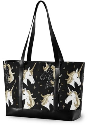 aidingzhi Unicorns Gold Design Black - Bolsa para portátil con cremallera para hombre, con cremallera, para profesor, con tableta