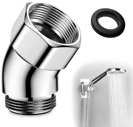 Adattatore Doccia 135°, Connettore Angolare per Soffione Doccia, Raccordo con Guarnizione, Adattatori Doccetta a Gomito in Rame, per Doccia Soffione, Doccetta Adattatore