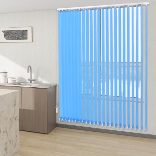 Store enrouleur vertical 180 x 200 cm en polyester - Lamelles rotatives à 179° - Track en aluminium 2 mm - Montage mural et au plafond - Opaque - Rideau coulissant - Bleu